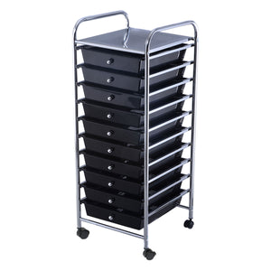 10 Drawer Rolling Storage Cart Scrapbook Paper Office School Organizer Black