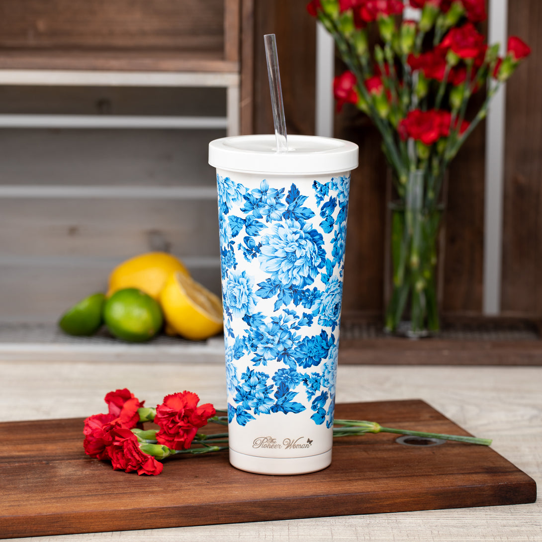 Heritage Floral 24-Ounce Double Wall Vacuum Insulated Stainless Steel Tumbler