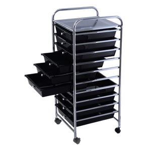 10 Drawer Rolling Storage Cart Scrapbook Paper Office School Organizer Black