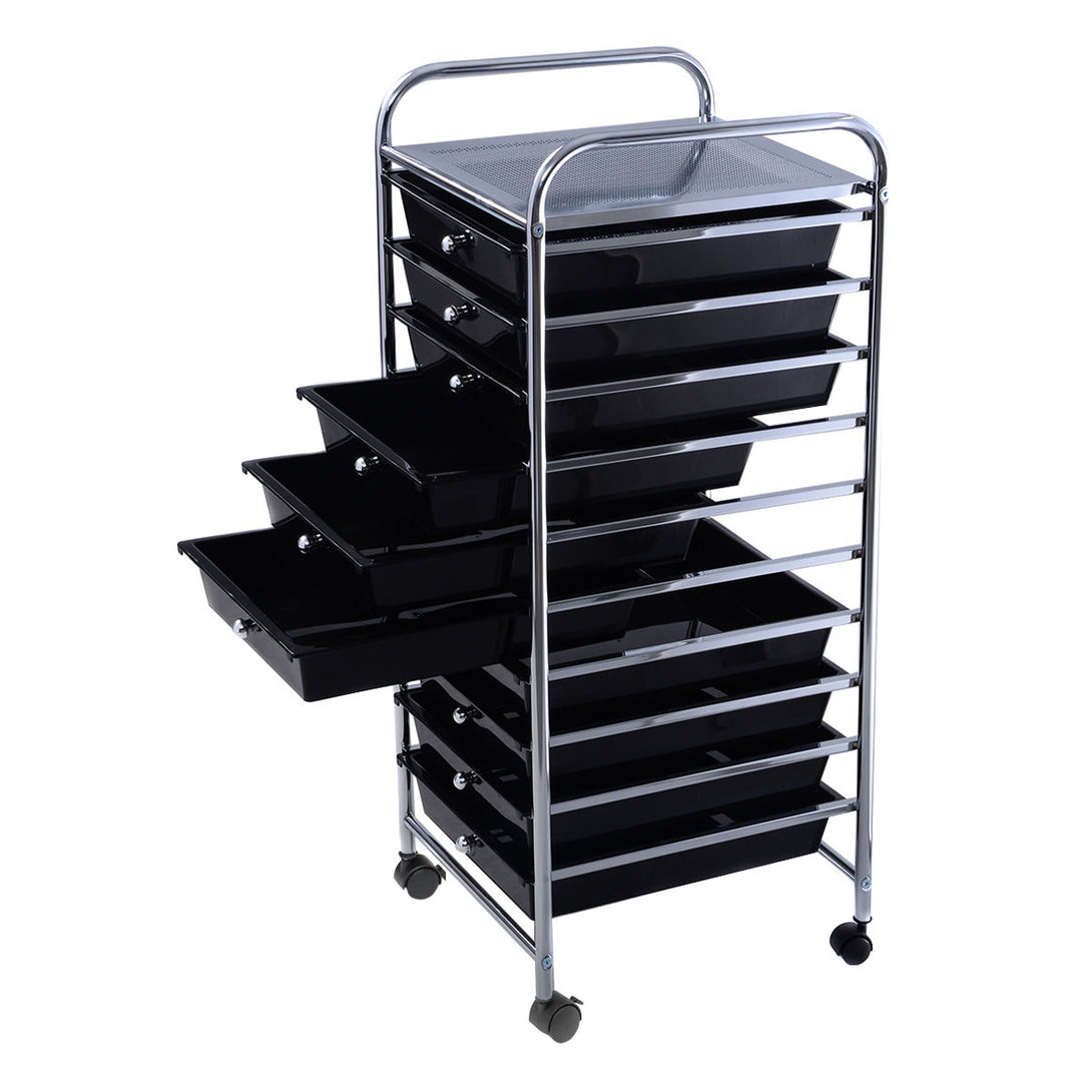 10 Drawer Rolling Storage Cart Scrapbook Paper Office School Organizer Black