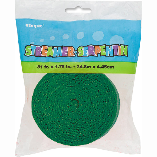 Green Crepe Paper Streamer, 81ft, 1ct