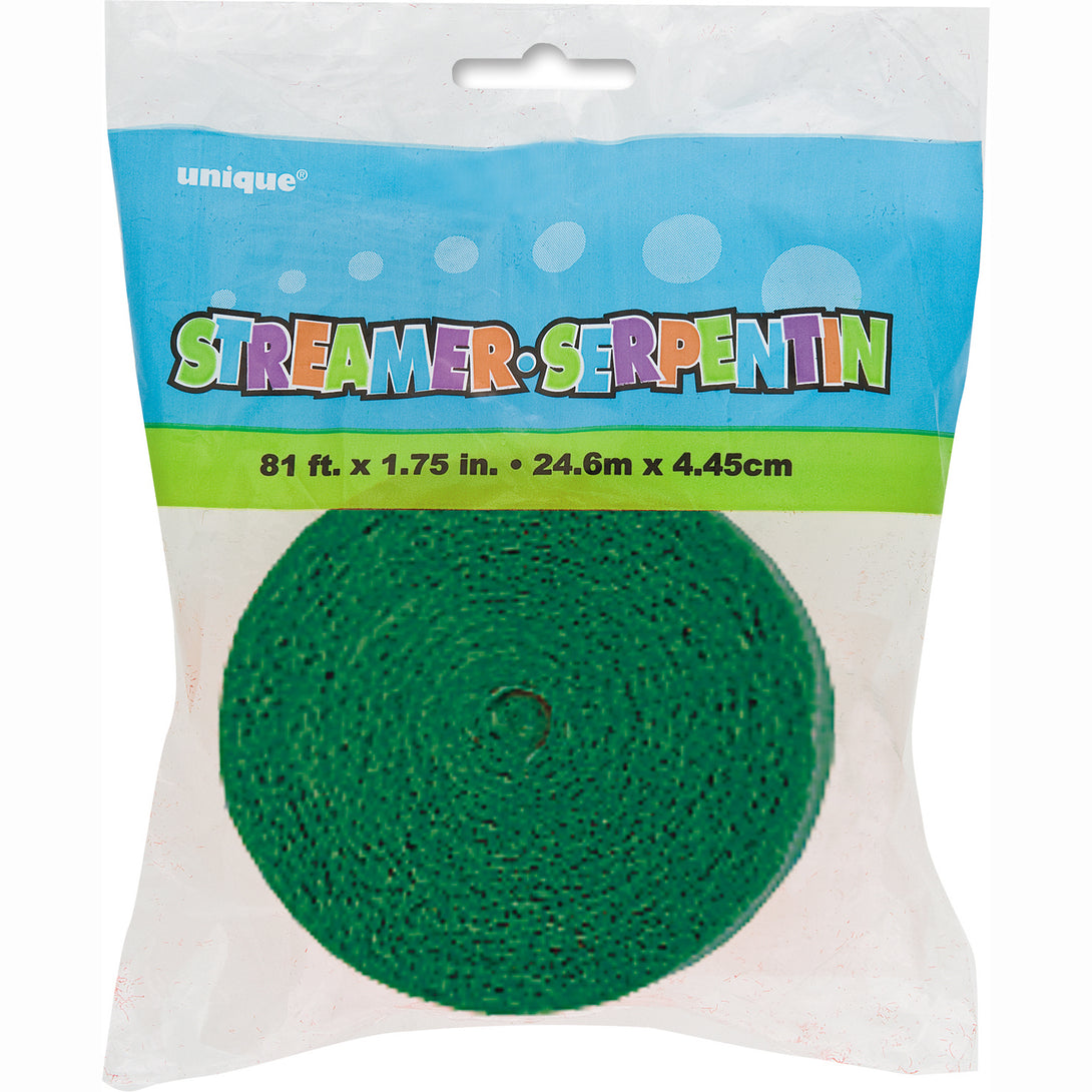 Green Crepe Paper Streamer, 81ft, 1ct
